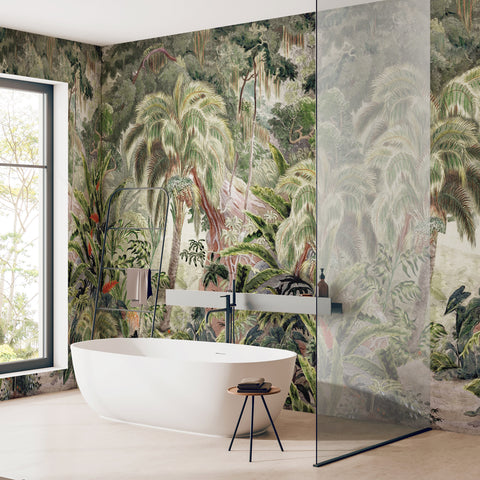 Carta da parati in Fibra di Vetro Bosco tropicale - box doccia