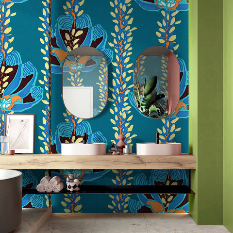 Carta da Parati Floreale Pop - bagno