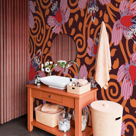 Carta da Parati Optical orchidea - bagno