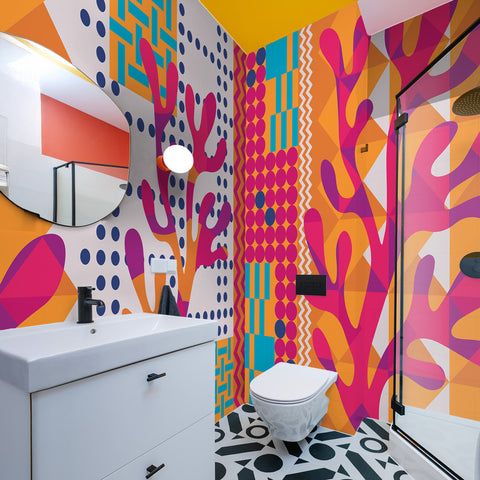 Carta da Parati Coralli Pop - box doccia, bagno