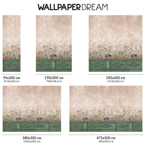 Carta da parati in Fibra di Vetro Boiserie floreale