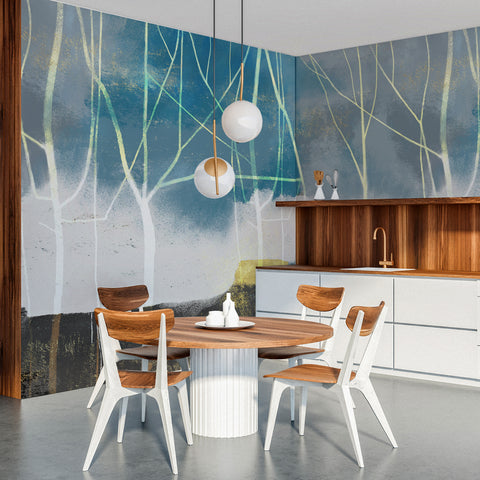 Carta da parati Alba invernale - cucina, per sala da pranzo