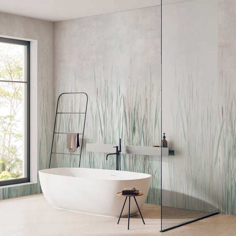 Carta da parati in Fibra di Vetro Fili d'erba - box doccia