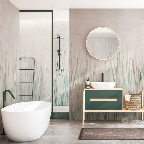 Carta da parati in Fibra di Vetro Fili d'erba - bagno