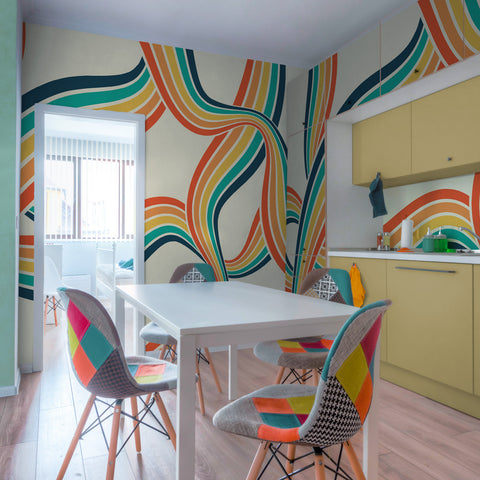 Carta da parati Tracciati colorati - cucina, per sala da pranzo