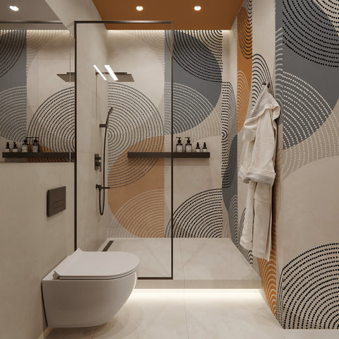 Carta da parati Mezzelune - bagno, box doccia