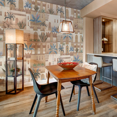 Carta da parati in Fibra di Vetro Città Boho - cucina, per sala da pranzo