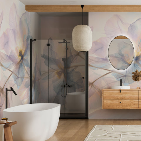 Carta da parati in Fibra di Vetro Aurora Floreale - bagno, box doccia
