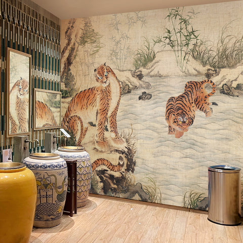 Carta da parati Tigre contro tigre bagno 2