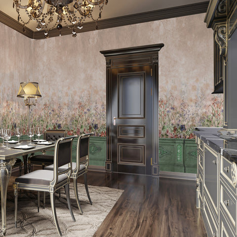 Carta da parati in Fibra di Vetro Boiserie floreale