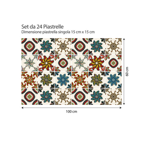 Adesivi per piastrelle Decoro floreale 15 cm