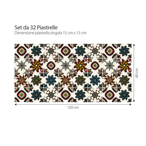 Adesivi per piastrelle Decoro floreale 15x15