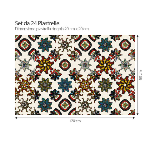 Adesivi per piastrelle Decoro floreale 20x20