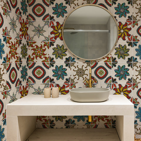 Adesivi per piastrelle Decoro floreale bagno