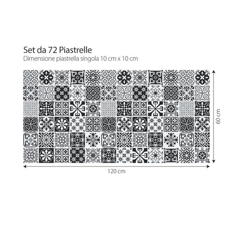 Black & white floreale | Adesivi per piastrelle