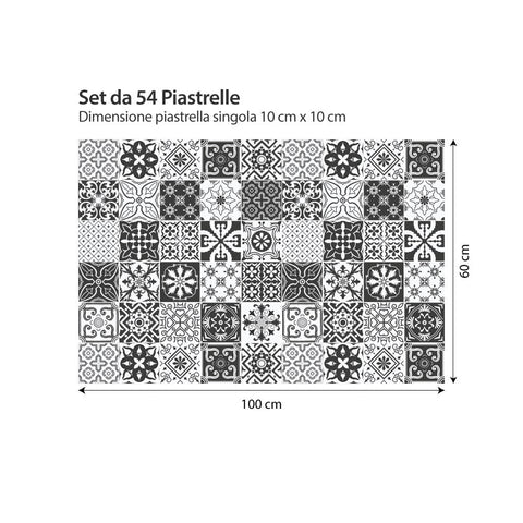 Black & white floreale | Adesivi per piastrelle
