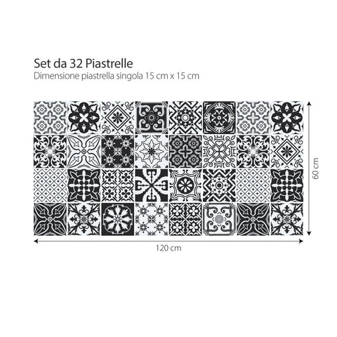 Black & white floreale | Adesivi per piastrelle