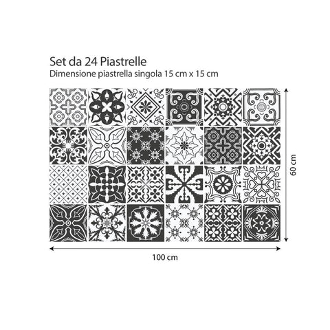 Black & white floreale | Adesivi per piastrelle