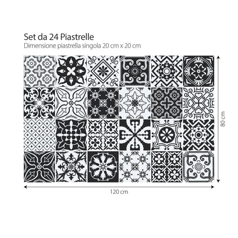 Black & white floreale | Adesivi per piastrelle