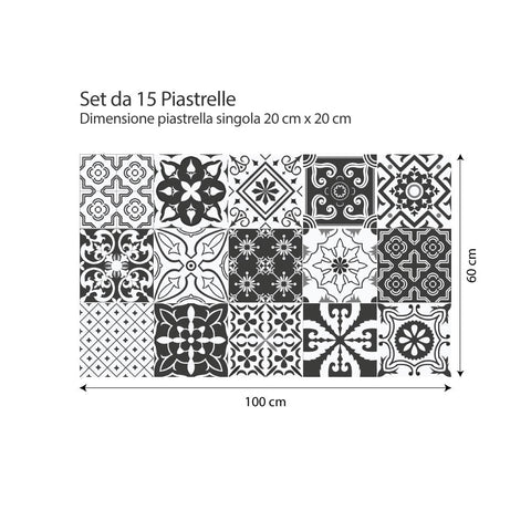 Black & white floreale | Adesivi per piastrelle