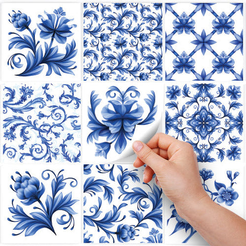 Arabesco azzurro | Adesivi per piastrelle