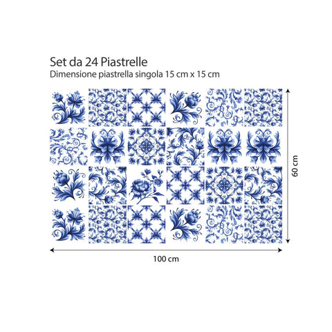 Arabesco azzurro | Adesivi per piastrelle