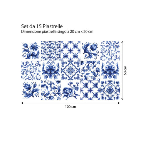 Arabesco azzurro | Adesivi per piastrelle