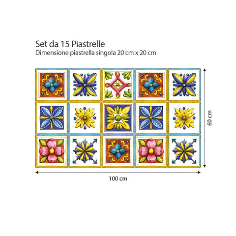 Adesivi per piastrelle Fiori di Vietri 20cm