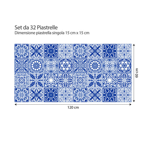 Adesivi per piastrelle Blu Tunisi 15x15