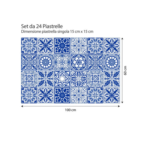 Adesivi per piastrelle Blu Tunisi 15cm