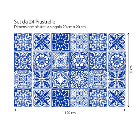 Adesivi per piastrelle Blu Tunisi 20x20