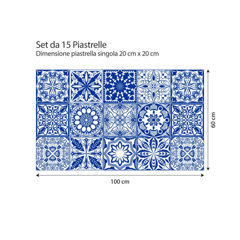 Adesivi per piastrelle Blu Tunisi 20cm