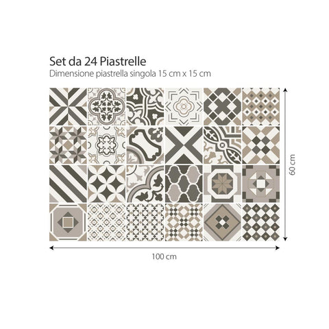 Adesivi per piastrelle Cortona tortora 15cm