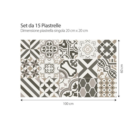 Adesivi per piastrelle Cortona tortora 20cm