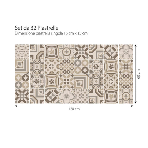 Adesivi per piastrelle tortora 15x15