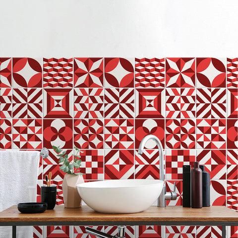 Adesivi per piastrelle bagno Nantes Rosso