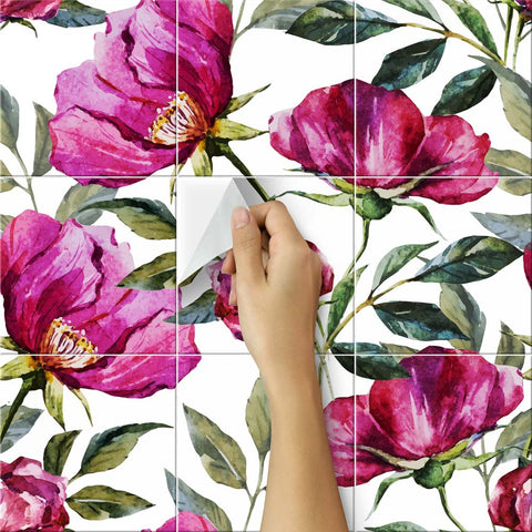 Pink flowers | Adesivi per piastrelle