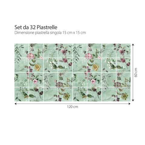 Adesivo per piastrelle Leaf Flowers 15cm