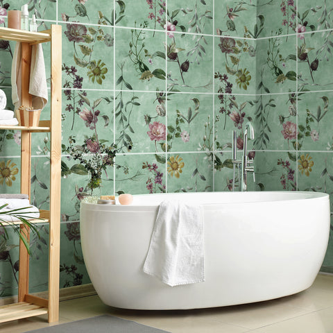 Adesivo per piastrelle Leaf Flowers