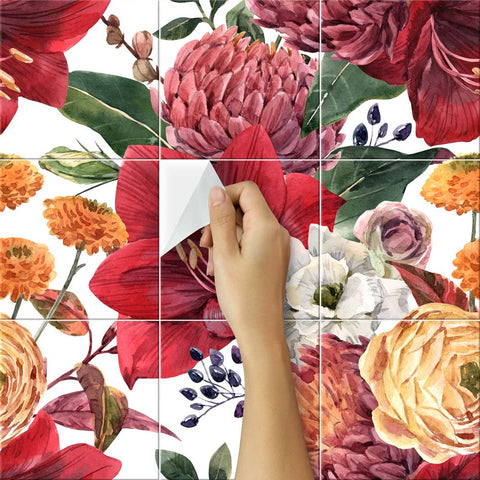 Fiori rossi | Adesivi per piastrelle