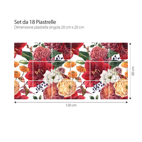 Fiori rossi | Adesivi per piastrelle