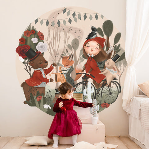 Adesivo murale per bambini Concerto di cappuccetto rosso