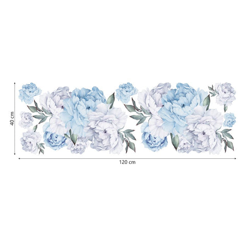 Adesivo Murale Bicolor Blue Peonies Dimensioni