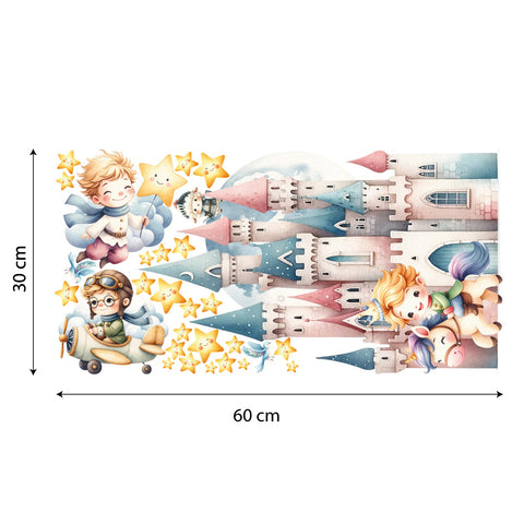 Adesivi murali per bambini Il castello del piccolo principe Dimensioni