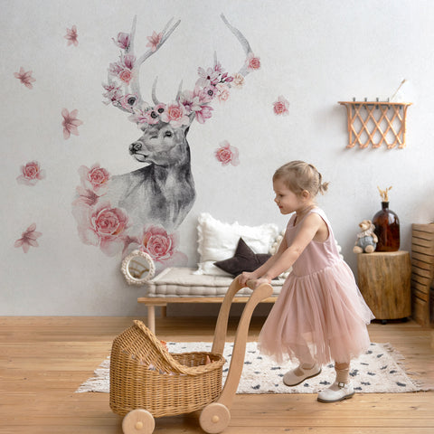 Adesivi murali per bambini Pink Deer