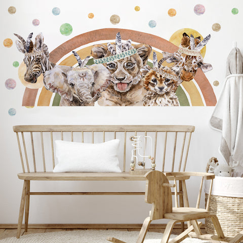 Adesivi murali per bambini Savana arcobaleno cameretta