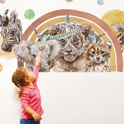 Adesivi murali per bambini Savana arcobaleno dettaglio