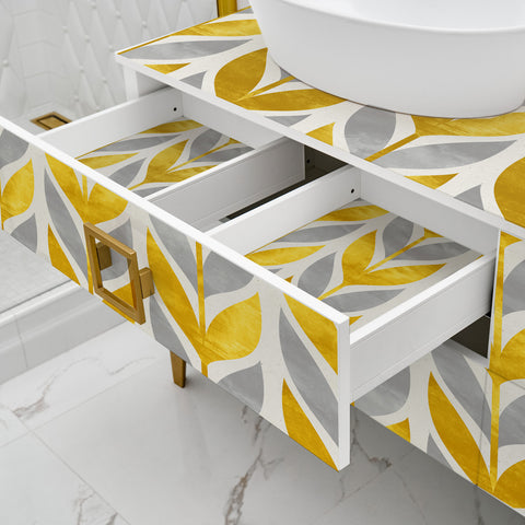 Pellicola adesiva per mobili Yellow and gray flowers - Cassetti