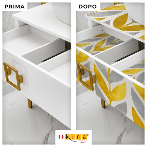 Pellicola adesiva Yellow and gray flowers - Prima e Dopo