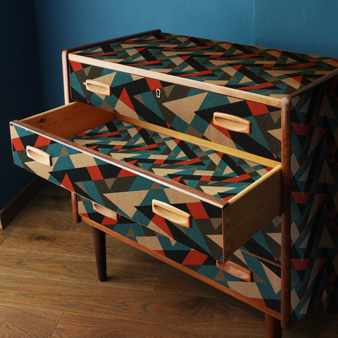 Pellicola adesiva per mobili Geometric retrò - Cassetti